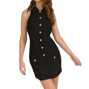 NEW ENDLESS ROSE button front sleeveless minidress in black